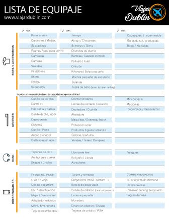 Listado equipaje Dublin